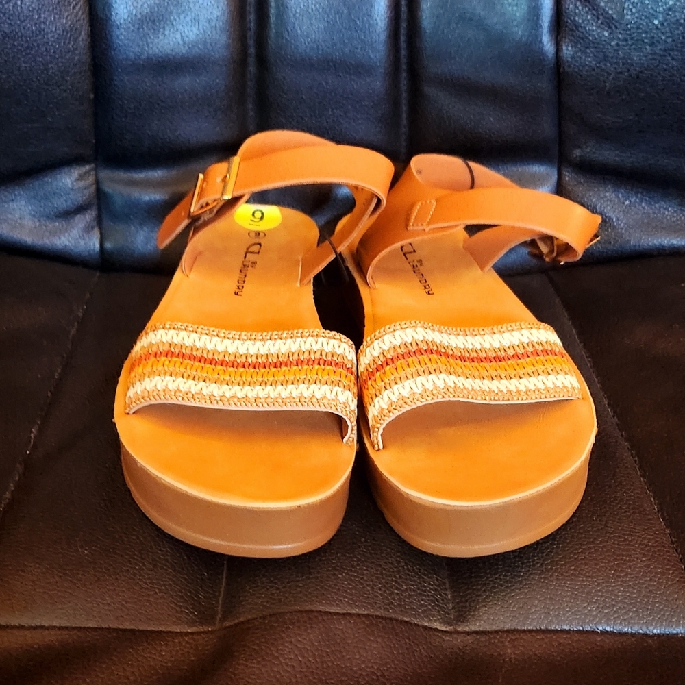 CL by Laundry Tan Orange Platform Sandals